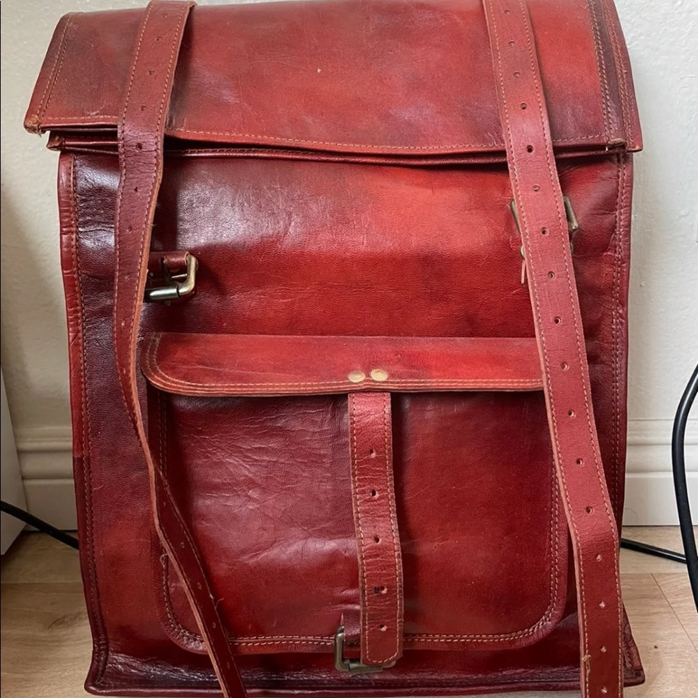 Large leather backpack